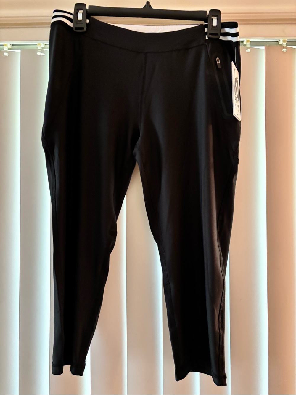 KI Pro NYC Black ankle length, Athletic Track Pants with White Stripe Detail